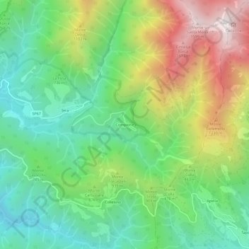 Carte topographique Compione, altitude, relief