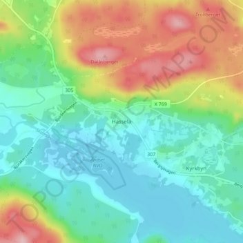 Carte topographique Hassela, altitude, relief