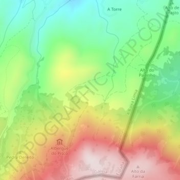 Carte topographique Lama da Sebilla, altitude, relief