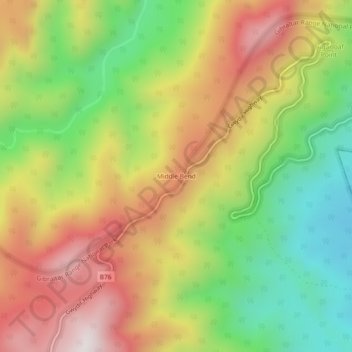 Carte topographique Middle Bend, altitude, relief