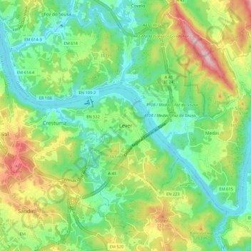Carte topographique Lever, altitude, relief