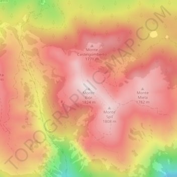 Carte topographique Monte Fior, altitude, relief