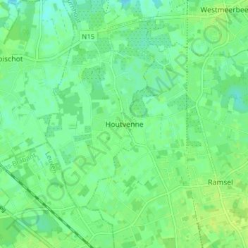 Carte topographique Houtvenne, altitude, relief