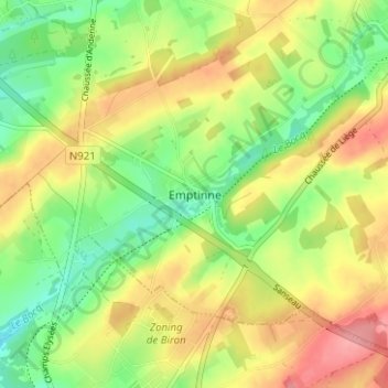 Carte topographique Emptinne, altitude, relief