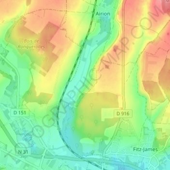 Carte topographique Le Haras-de-Fitz-James, altitude, relief