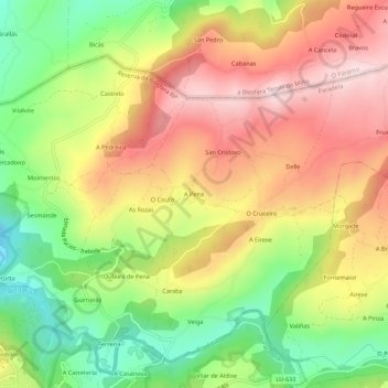 Carte topographique A Pena, altitude, relief