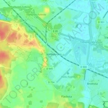 Carte topographique Hällbybrunn, altitude, relief