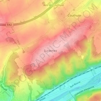 Carte topographique Surlemez, altitude, relief