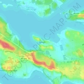 Carte topographique Älvnäs, altitude, relief