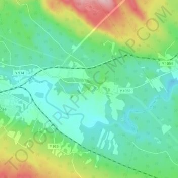 Carte topographique Yttersel, altitude, relief