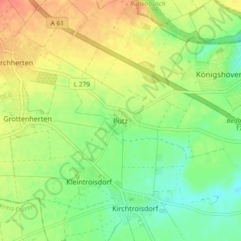 Carte topographique Pütz, altitude, relief