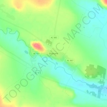 Carte topographique Ersmark, altitude, relief