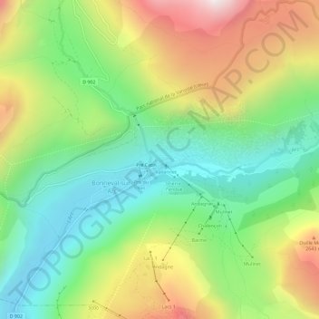 Carte topographique Tralenta, altitude, relief