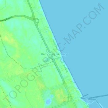Carte topographique Kampung Gebeng, altitude, relief