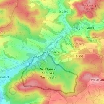 Carte topographique Tambach, altitude, relief