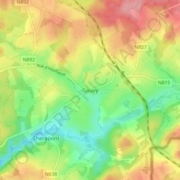 Carte topographique Gouvy, altitude, relief