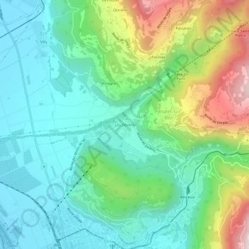 Carte topographique Les Dévens, altitude, relief