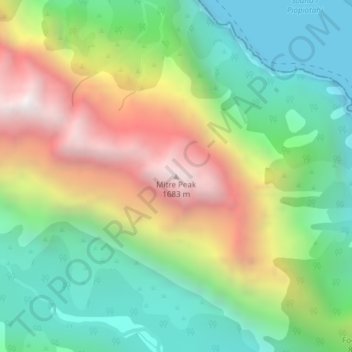 Carte topographique Mitre Peak, altitude, relief