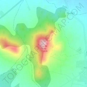 Carte topographique Pico de Noez, altitude, relief