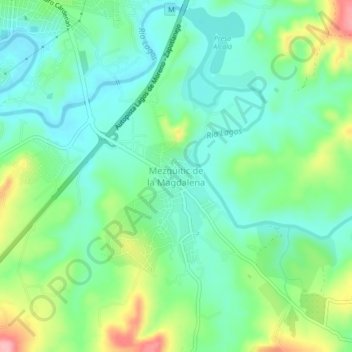 Carte topographique Mezquitic de la Magdalena, altitude, relief