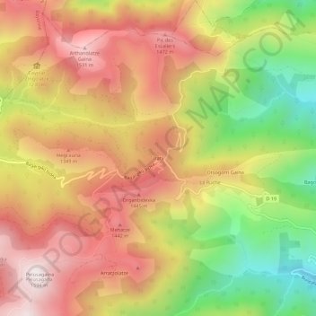 Carte topographique Iraty, altitude, relief