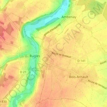 Carte topographique Les Mariaux, altitude, relief