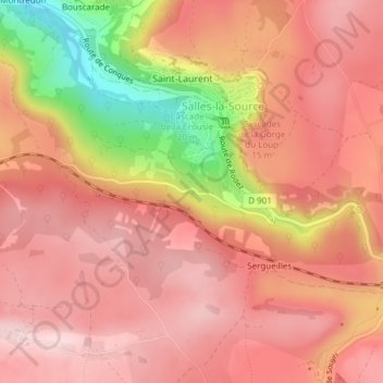Carte topographique Le Mazes, altitude, relief