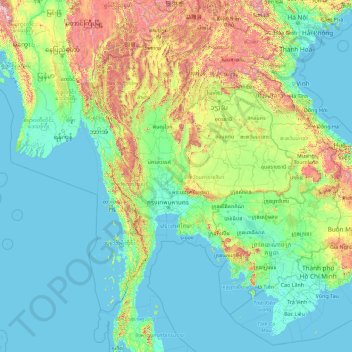 Carte topographique Thailand, altitude, relief