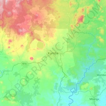 Carte topographique Kumba, altitude, relief