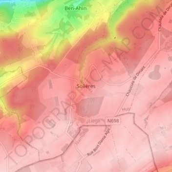 Carte topographique Solières, altitude, relief