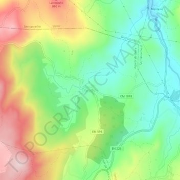 Carte topographique Gradiz, altitude, relief