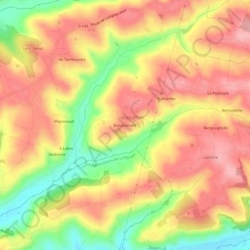 Carte topographique Boissonnade, altitude, relief