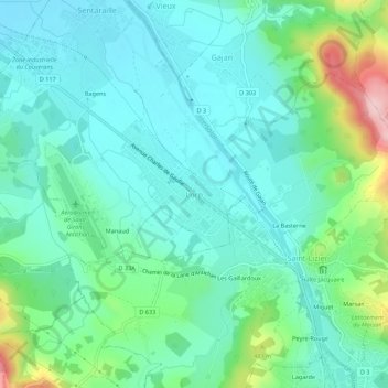 Carte topographique Lorp, altitude, relief