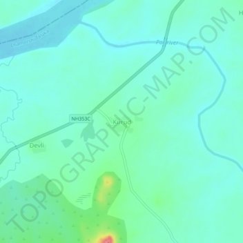 Carte topographique Kurud, altitude, relief