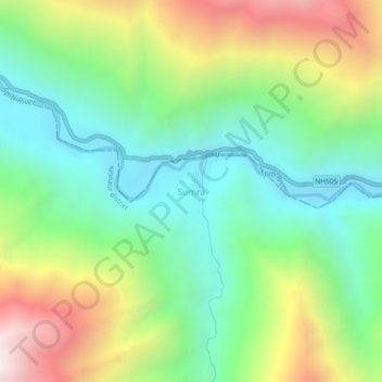 Carte topographique Sumra, altitude, relief