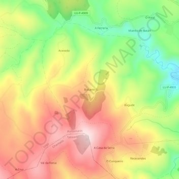 Carte topographique Biduedo, altitude, relief