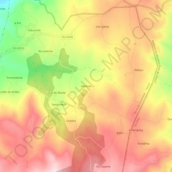 Carte topographique Abeleda, altitude, relief