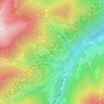 Carte topographique Faslarhöfe - Fossalara, altitude, relief