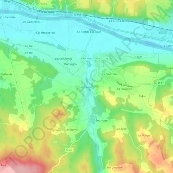 Carte topographique Lanquais, altitude, relief