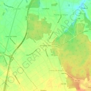 Carte topographique Parada de Cima, altitude, relief