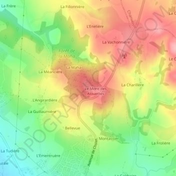 Carte topographique Mont des Alouettes, altitude, relief