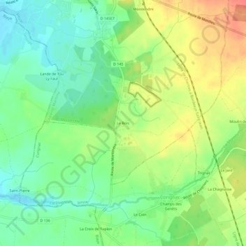 Carte topographique Le Bois, altitude, relief