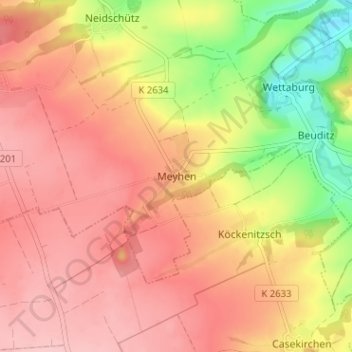 Carte topographique Meyhen, altitude, relief