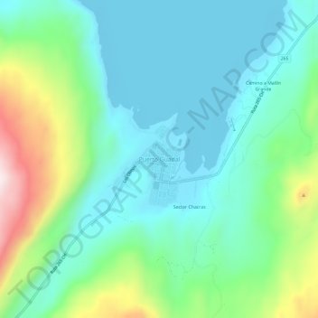 Carte topographique Puerto Guadal, altitude, relief