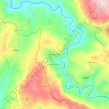 Carte topographique Portela de Cá, altitude, relief