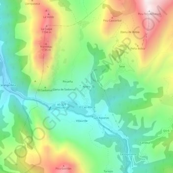 Carte topographique Aciera, altitude, relief