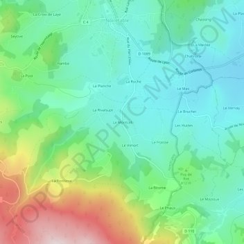 Carte topographique Le Montcel, altitude, relief
