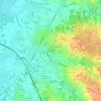 Carte topographique La Chapelle, altitude, relief