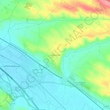 Carte topographique La Bourdette, altitude, relief