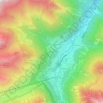 Carte topographique Haut de Catarrabes, altitude, relief
